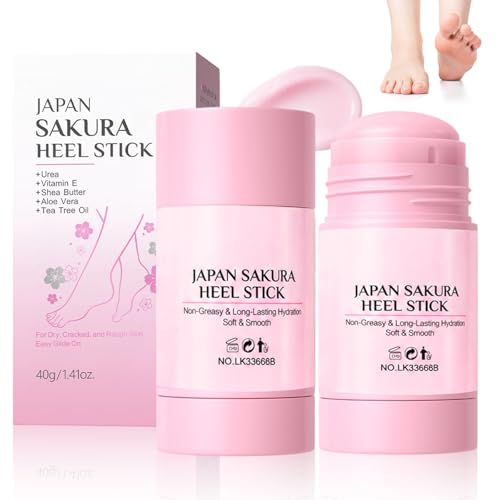Japan Sakura Foot Heel Stick Japan Sakura Heel Balm for Dry Cracked Sakura Scent Cracked Heel Repair Sticks with Shea Butter Foot Balm for Hands Heels Elbows Knees and More(2PCS)