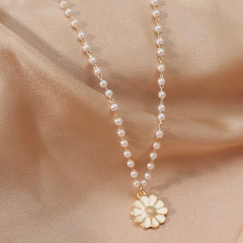 Collier de perles et fleur prezzie idéal pour offrir à une fille
