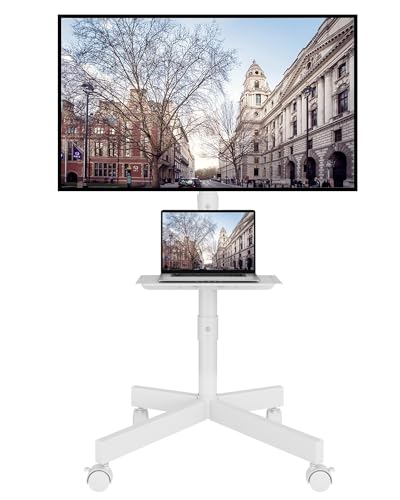 Image of BONTEC Mobile TV Stand on Wheels, 23-60 Inch, Tilt, Height Adjustable, 25kg