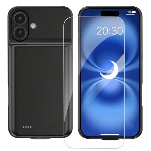 YISHDA Battery Case for iPhone iPhone 16 6.1 inch, 7000mAh Slim Protective Rechargeable Portable Charging Case, Portable Rechargeable Expandable Battery Charger Cover Black by YISHDA - Used condition - CA$17.91