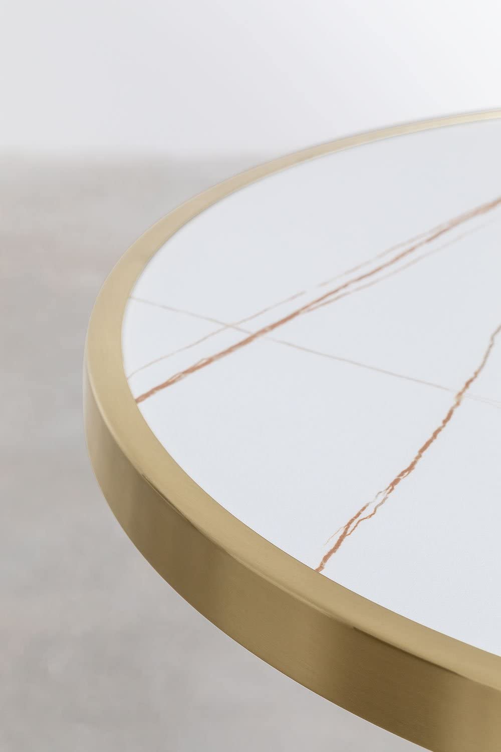 SKLUM Runder Stehtisch aus Steinzeug (Ø60 cm) Manhattan Weiss Gold Champagne