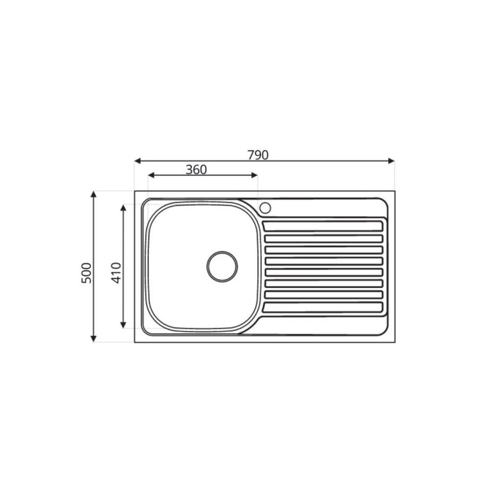 Lavello cucina vasca acciaio inox da incasso gocciolatoio sx 50x79 cm
