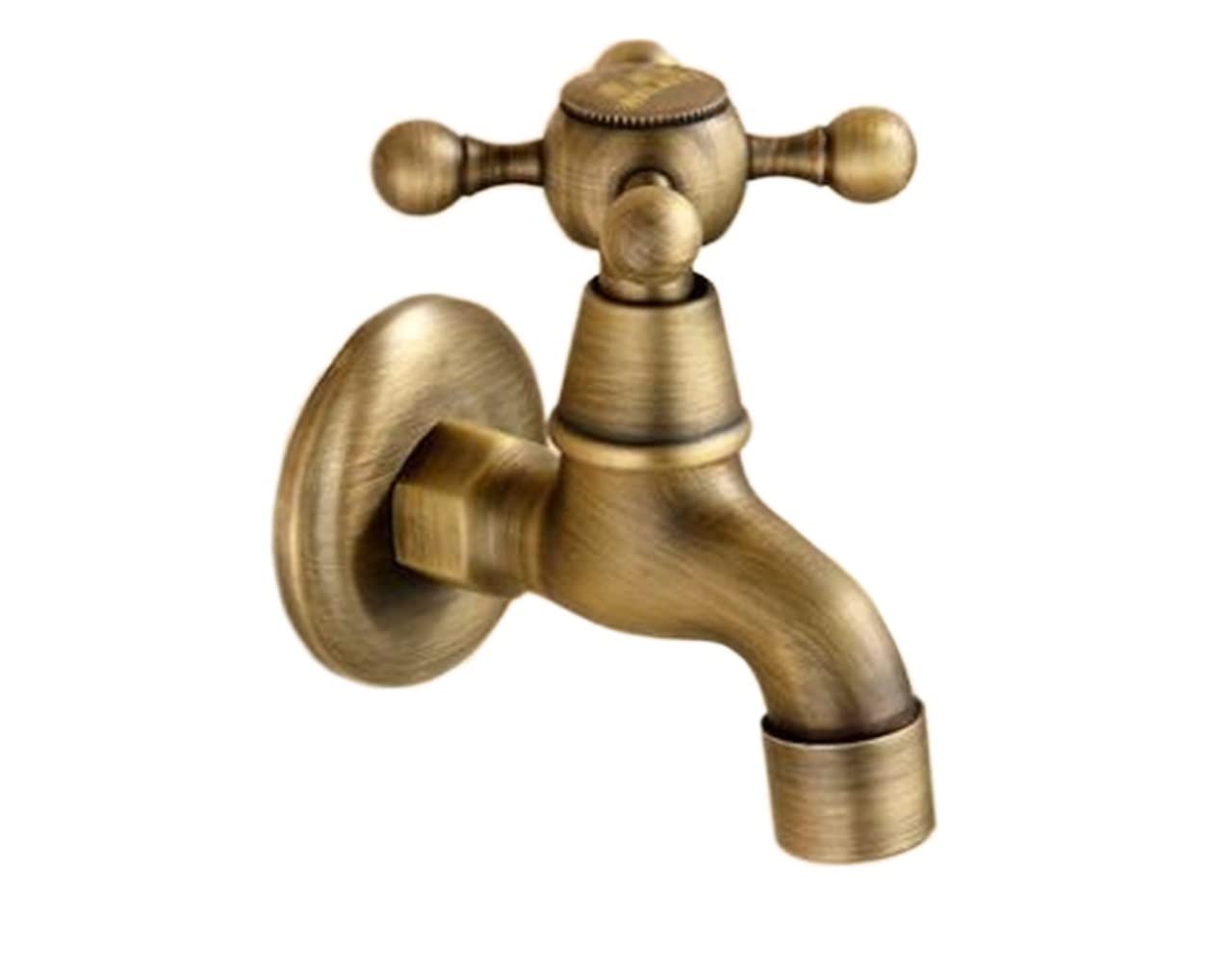 Brass Tap Faucet Garden Bibcocks Antique Brass Dragon Carved Washing Machine Faucet Outdoor Faucet Single Cold Tap Easy to Install(Bianco)
