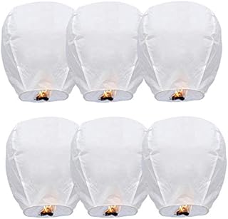 Chinese Sky Lanterns 37" 6 Pack - Eco Friendly, 100% Biodegradable Wire-Free Fire Resistant Paper Lantern to Release in Sky,Weddings & Parties & Festivals