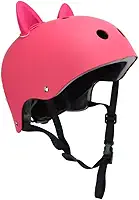 Capacete de Proteção com Orelhas de Gato Rosa Tamanho M/G com Ventilação e Fivela Ajustável para Bicicleta, Skate, Patins e Patinete – Segurança e Estilo para +12 Anos