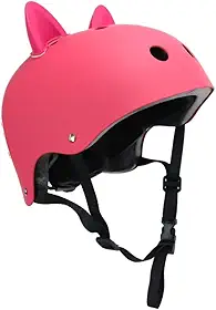 Capacete de Proteção com Orelhas de Gato Rosa Tamanho M/G com Ventilação e Fivela Ajustável para Bicicleta, Skate, Patins e Patinete – Segurança e Estilo para +12 Anos
