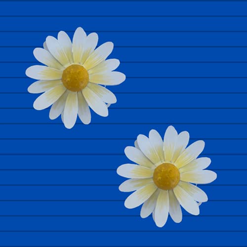 Sunflower Metal Wall Art - Yellow & White Metal Flowers Wall Decor - Set Of 2 Daisy Flowers Artificial - 3D Metal Wall Art - Rustic, Boho Hanging Wall Sculpture - Succulent Wall Art For Country Homes #TOP2