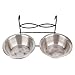 Petmaker Edelstahl-Hundenäpfe zum Aufhängen Hundehütten, 28 x 14 x 6 cm, doppelt hängender Futter- und Wassernapf aus Edelstahl mit Haken Katzen, Hunde, Welpen, Käfige