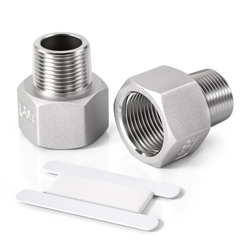 Image of Bwintech 2 Pcs 1/4" Male to 3/8" Female BSP Thread Stainless Steel 304 Hex Bushing Reducing Connector for Pipe Connecting Conversion