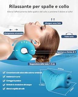 BLABOK Cuscino Cervicale con Trazione Ortopedica - Sollievo per Dolori Cervicali, Allineamento Colonna e Stretching del Collo, Dispositivo per Mal di Testa e Spalle Ingrinate