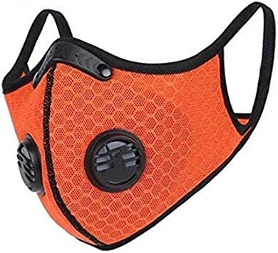 KPWIN Sports Mask, Dustproof Mask Activated Carbon Filtration Exhaust Gas Anti Pollen Allergy PM2.5 Workout Running Motorcycle Cycling Mask (Orange)