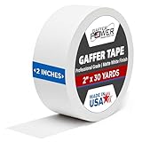 Gaffer Power Real Professional Premium Grade Gaffer Tape Made in The USA - White 2 Inch X 30 Yards - Heavy Duty Gaffer's Tape - Non-Reflective - Multipurpose - Better Than White Duct Tape