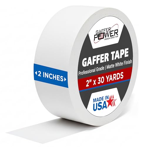 Gaffer Power Real Professional Premium Grade Gaffer Tape Made in The USA - White 2 Inch X 30 Yards - Heavy Duty Gaffer's Tape - Non-Reflective - Multipurpose - Better Than White Duct Tape