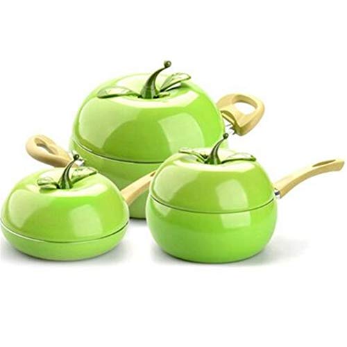 Juego de utensilios de cocina Sartén para frutas Olla para leche Olla para cocinar Olla para sopa esmaltada Cacerola Cocina de inducción Olla caliente de aluminio Cazuela (paquete variado verde)