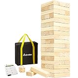 Aivalas Giant Tumble Tower, Wooden Stacking Block Game with Scoreboard&Carrying Bag, Classic Outdoor