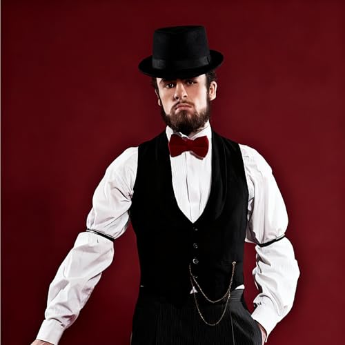 XGOPTS Jazzhut Winter Gangster Filzhut Elegant Klassisch Kappe Atmungsaktiv Outfit Fedora-Hut Herren Vintage Herrenkappe breite Krempe Zylinder Outdoor Streifen Herrenhut Herbst Karneval Gentleman