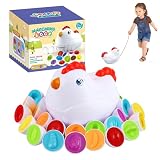 Shyllin Oeufs Montessori Assortis, 12 Oeufs Montessori, Stockage Voiture Poule, Jouets Sensoriels, Développement des Compétences Tri, Éducation Préscolaire, Jouet Pâques (Légumes colorés)