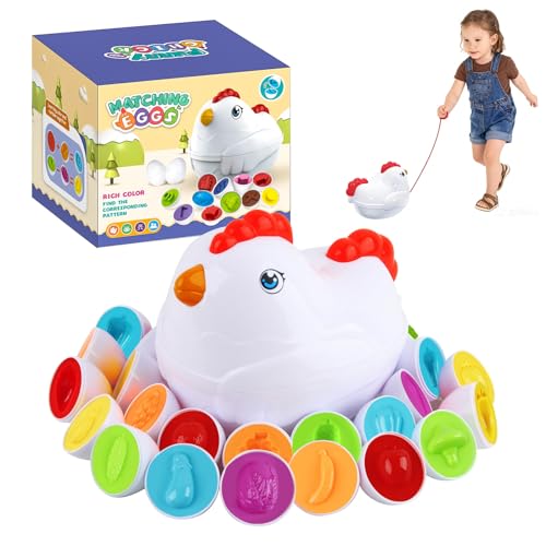 Shyllin Oeufs Montessori Assortis, 12 Oeufs Montessori, Stockage Voiture Poule, Jouets Sensoriels, Développement des Compétences Tri, Éducation Préscolaire, Jouet Pâques (Légumes colorés)