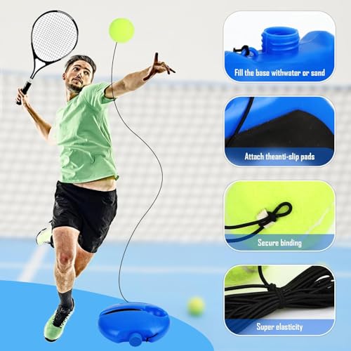 Byffoer Tennis Trainer Tennistrainer Set Trainer Baseboard mit 2 Rebound Ball Tennistrainer Gummiband Übungsball Selbststudium Tennis Übungstraining Tool für Erwachsene Kinder Spieler Anfänger