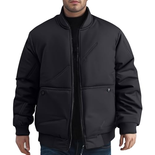 FOCLMP Men’s Plus Size Puffer Jacket 4XL Black