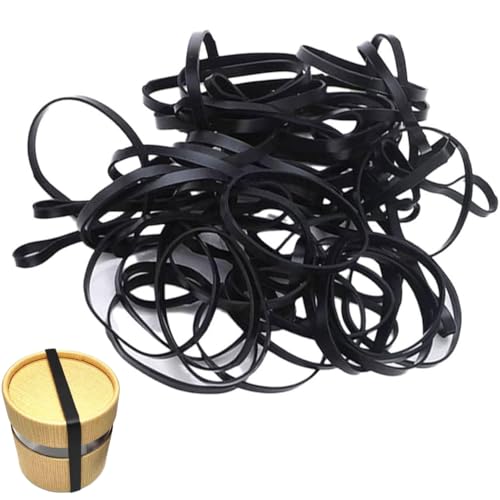Bandas de goma de oficina, Gomas elasticas papeleria, 50 herramientas auxiliares de 80 x 5 mm para organización de archivos en el hogar o la oficina (negro)