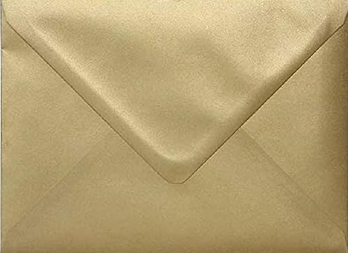 Karma Krafts C7 Metallic Gold Envelopes 81 x 111mm 100gsm Gummed Diamond Flap Small RSVP & Florist Card Envelopes Pack of 10
