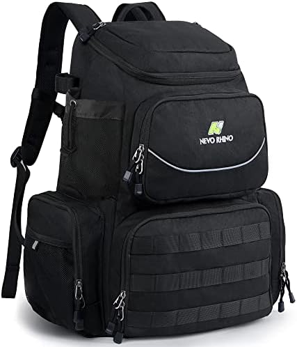 N NEVO RHINO 40L Fishing Tackle Backpack with Rod Holders, Waterproof Rain Cover, High-performance Tackle Bag for Fishing, Camping, Hiking