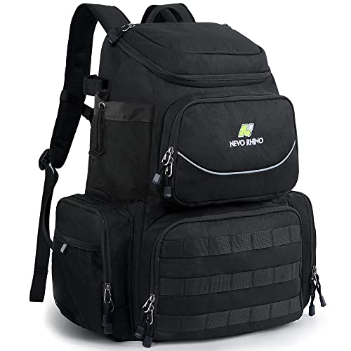 N Nevo Rhino 40L Fishing Tackle Backpack With Rod Holders, Waterproof Rain Cover, High-Performance Tackle Bag For Fishing, Camping, Hiking #TOP20