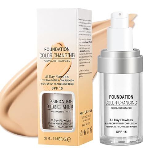 Farbwechsel Grundierung,Farbwechselnde Foundation für reife Haut 30ml Flüssige Grundierung zum Erwärmen der Hautfarbe SPF15 Langanhaltendes Make-up Feuchtigkeitsspendender Concealer