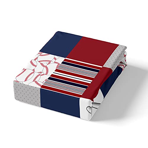 Baseball Printed Duvet Cover Queen For Boys Girls Kids Red Navy Grid Striped Bedding Set Ball Games Comforter Cover Child Modern Sports Style Decor Bedspread Quilt Cover For Kids Dorm Room,Soft,Zipper #TOP2