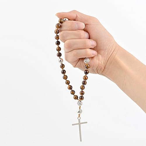 KIKILA Handmade 8mm Anglican Prayer Beads Rosary Natural Stone Beads with Cross Custom Rosary2