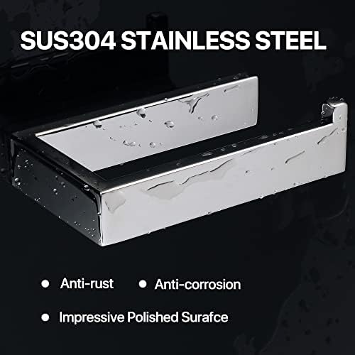 Sayayo Toilet Roll Holder Wall Mounted SUS304 Stainless Steel Toilet Paper Holder for Bathroom Kitchen, Polished Chromed Square Design, EGKN2211-C
