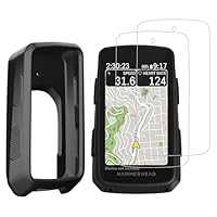 INNOSURE [3er-PACK] 1× Silikon-Hülle + 2× HD-klare Gehärtete Glas Display-Schutzfolie für Hammerhead Karoo 3-3,2 Zoll, sturzsicher, antistatisch, rutschfest, langlebig