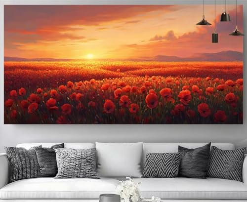 Kit Complet Diamond Painting Fleurs au Coucher de Soleil 30x60cm pour Enfant et Débutant M-Y438