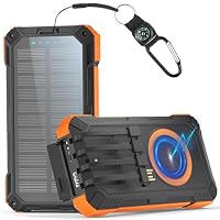 Power Bank Solare 49800mAh Con Ricarica Rapida 30W, Wireless, 2 Cavi Integrati, 4 Uscite E Torcia LED – Batteria Portatile Per Campeggio E Outdoor (nero) - 6