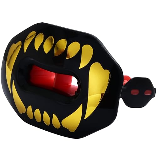 Oral Mart Flag Football Mouth Guard (2025 Golden Fangs) with 3D LipFit Design - No Boil Instant Fit Lip Guard Mouthpiece for Braces - Football Mouthguard (Detachable Helmet Strap Included)