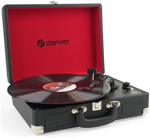 Denver VPL-120 Tocadiscos maletín Retro Negro, 3 velocidades 33/4...
