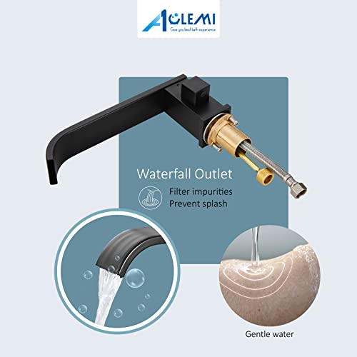 Aolemi Bathroom Matte Black Roman Tub Faucet With Handheld Sprayer One-Handle 3-Hole Modern Widespread Btahtub Filler Long Waterfall Spout Shower Kit Deck Mount #TOP5