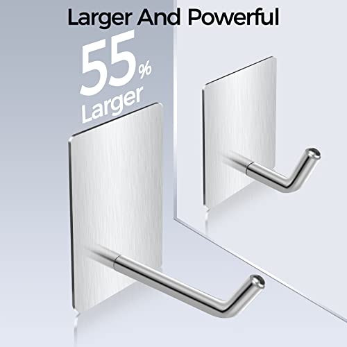 TONHTCAT Adhesive Hooks Heavy Duty, Long Stainless Steel Self Adhesive Wall Hook, Sticky Towel Hangers for Kitchen Bathroom, Waterproof Stick on Door Hooks for Hanging Key Hat Coat 4Packs by TONHTCAT - Image 2