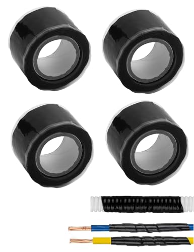 4 Rolls Self Fusing Silicone Tape, Waterproof High Temperature Resistance & Electrical Insulation Tape, Sticky Repair Tape for Plumbing, Wires, Cables, Leak Proof & No Adhesive Bonding (2.5CMx3M)