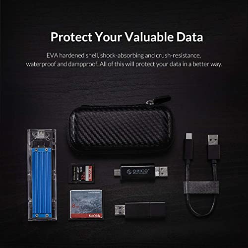 ORICO Estojo de disco rígido portátil para M.2 NVMe/SATA, estojo de transporte de EVA à prova de cho