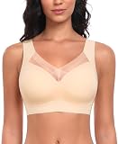 Damen BH Ohne Bügel Nahtloser Bequemer BH Weicher Glatter BHS Bustier Bügelloser BHS Komfort Soft Bra T-Shirt Bralette Gepolsterter (Beige-Glatt, 3XL)