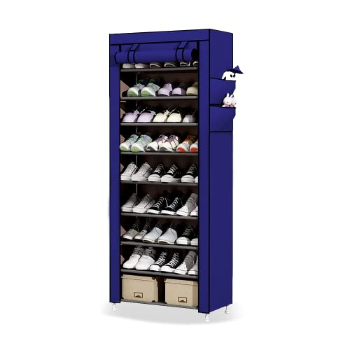 Yaqoot YAQOOTâ„¢ 10 Tiers Shoe Rack Storage Box for 27 Pairs, Foldable Shoe Rack, Foldable Shoes Organizer Cover, Shoe Cover Rack, Portable Shoe Storage Cabinet 158cm X 60cm X 30cm