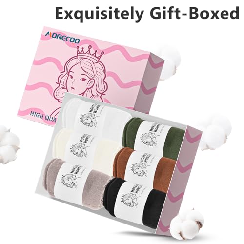 Image of MORECOO 6 Pairs Socks for Women, Cute Ruffle Frilly Ankle Socks, Cotton Lace Crew Socks for Mary Jane Shoes, 6 Pack