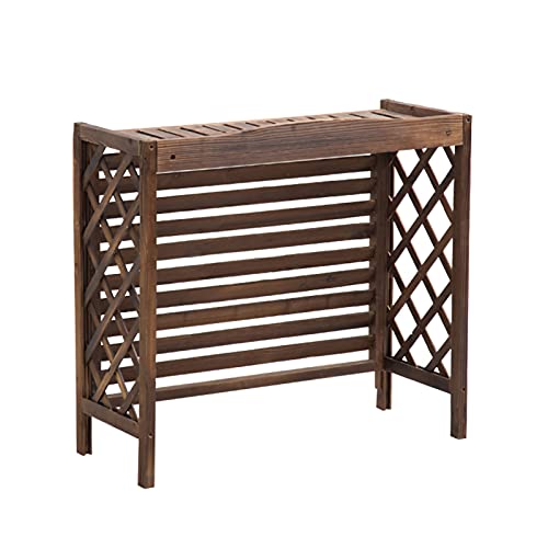 GAOAZHEN Cubierta de Madera carbonizada para Aire Acondicionado, Universal, para Exteriores, Resistente a la Lluvia y al Sol, de Suelo a Techo, Cubierta de Madera, persiana para Aire Acondicionado/9