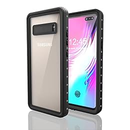 nincyee Waterproof Case Compatible with Samsung Galaxy S10 5G 6.7",Built in Screen Protector,4 in 1 Water/Dirt/Snow/Shock Proof Transparent Bumper Shell Case with Lanyard