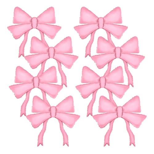 FBQ10 Pcs Pink Bow Foil Balloons Girls Birthday Party Bow Themed Baby Shower Anniversary Decoration Supplies