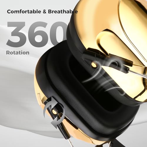 Image of ProCase Noise Reduction Ear Muffs, Sound Proof Ear Protection, NRR 28dB Noise Cancelling Headphones for Adults Kids Autism, Hearing Protection for Shooting Gun Range Mowing -Metalic Gold