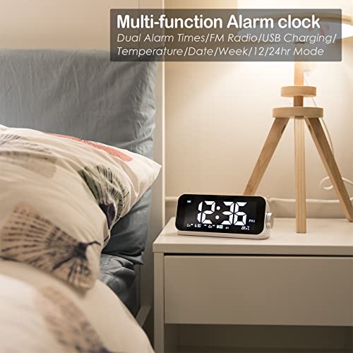 Kosumosu Alarm Clock Radio, Digital Clock Large Display 5.3” Lcd, 2 Alarms/Fm Radio/Night Light/Snooze/Usb Charging Port, Led Desk Clock For Bedroom Kitchen Living Room Kids Seniors #TOP5