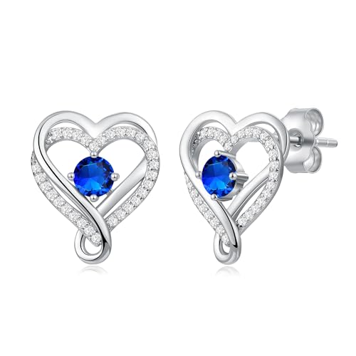 Infinity Heart Birthstone Earrings for Women Wife S925 Sterling Silver Anniversary Birthday Gift Ideas for Wife Girlfriend Her Presents for Mom Daughters